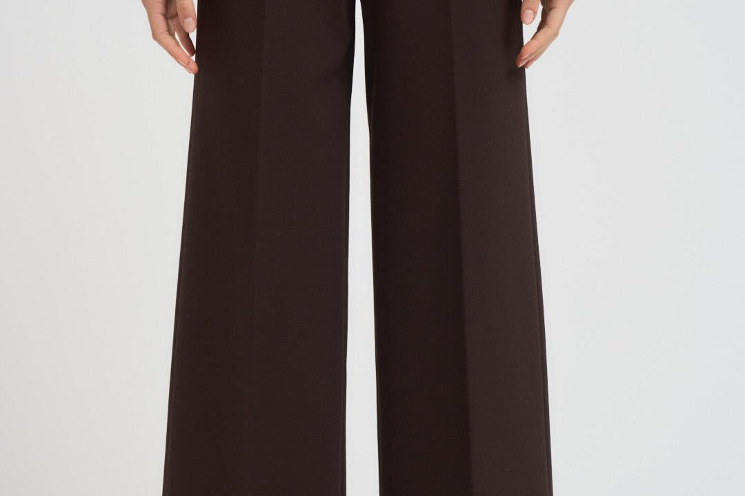 Pantalone donna a palazzo marrone L5WI53 W18 LIVIANA CONTI