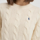 Maglia donna girocollo a treccia panna 211A91216 002 RALPH LAUREN