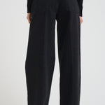 Pantalone donna a palazzo in denim nero 14336 8006NOIR FORTE FORTE