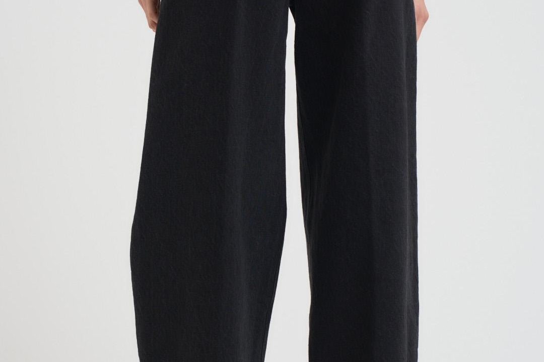 Pantalone donna a palazzo in denim nero 14336 8006NOIR FORTE FORTE