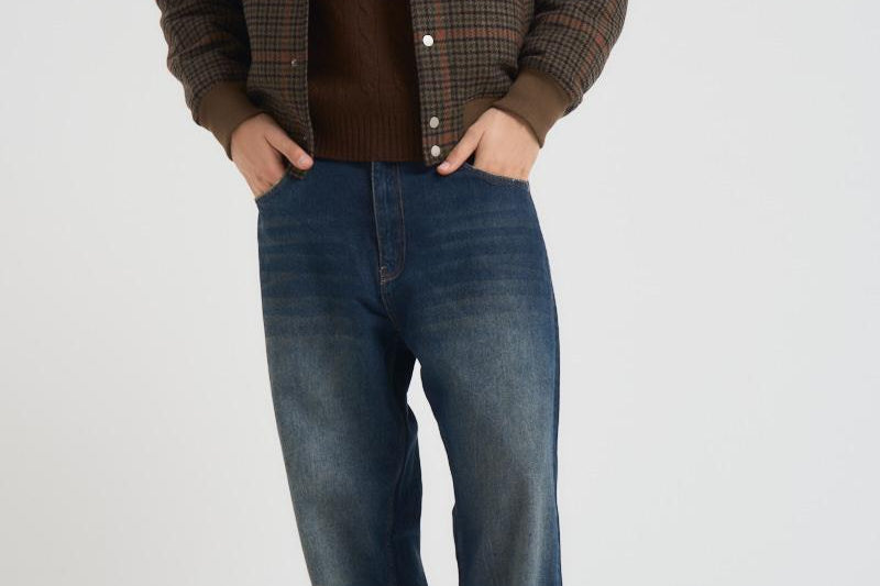 Bomber uomo college tartan marrone 1000565 826 LES DEUX