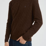 Maglia uomo a treccia marrone 710876762 029 RALPH LAUREN