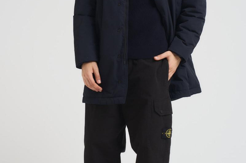 Cappotto uomo Micro Twill midi blu 7100007 S0026V0020 STONE ISLAND
