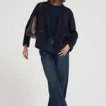 Cappotto donna corto doppiopetto blu notte MERYL NAVY BLUE ACCADEMIE TESSILI
