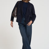 Cappotto donna corto doppiopetto blu notte MERYL NAVY BLUE ACCADEMIE TESSILI