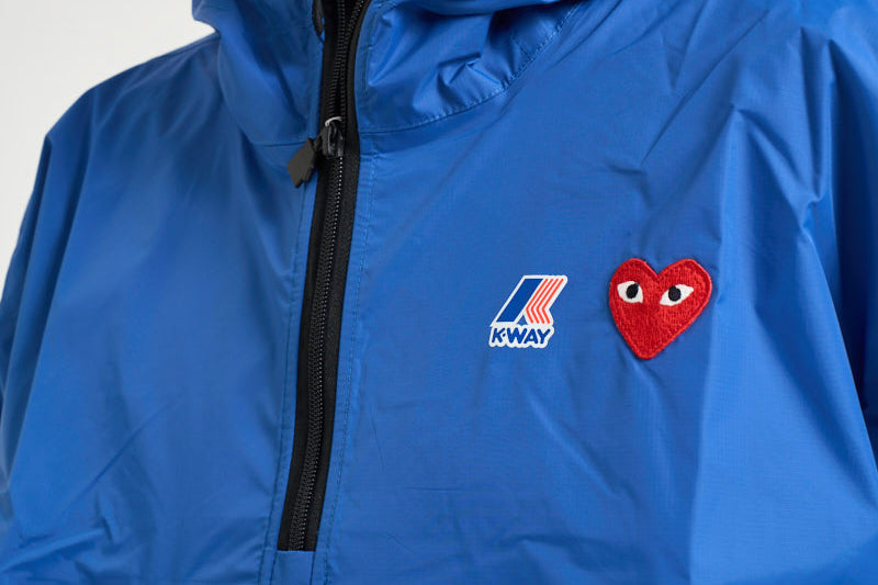 Giubbotto K-Way uomo con cappuccio blu PJ502 /BLUE-1 COMME DES GARCON PLAY 