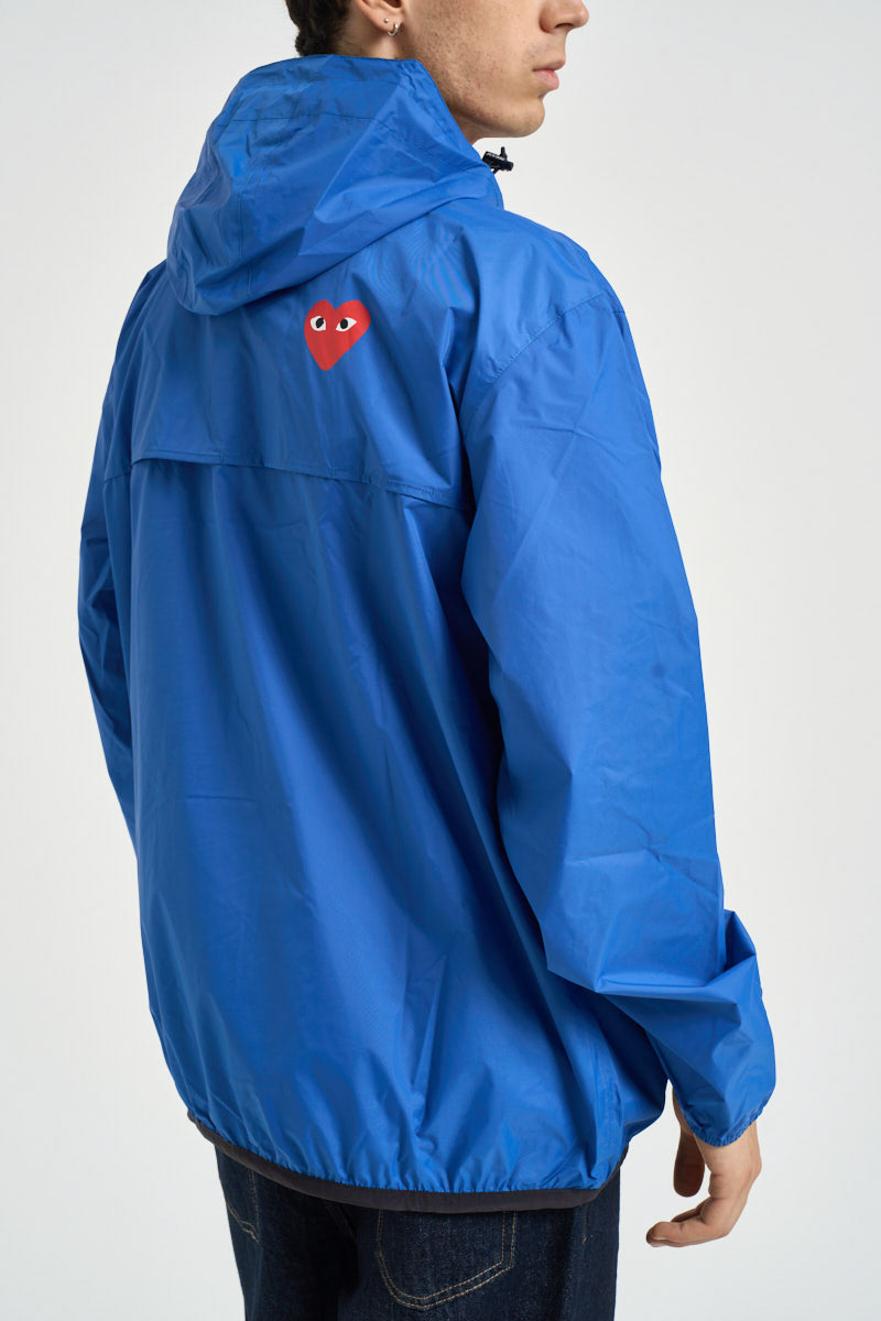 Giubbotto K-Way uomo con cappuccio blu PJ502 /BLUE-1 COMME DES GARCON PLAY 