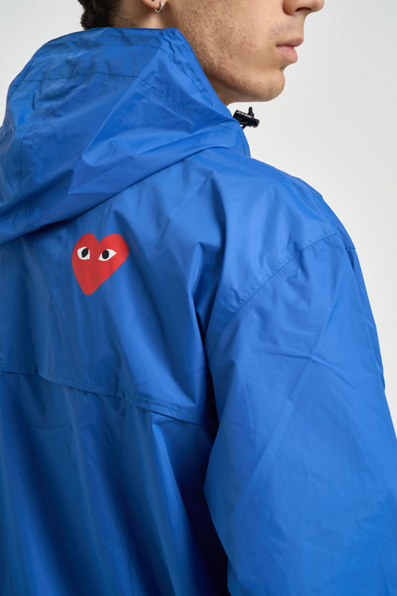 Giubbotto K-Way uomo con cappuccio blu PJ502 /BLUE-1 COMME DES GARCON PLAY 
