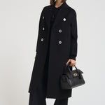 Cappotto donna lungo doppiopetto nero MYRNA DEBORA21 ACCADEMIE TESSILI 