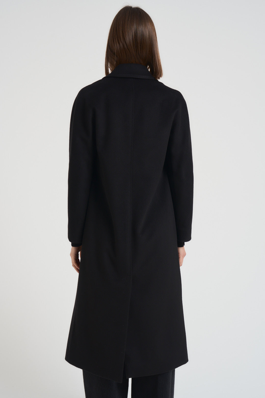 Cappotto donna lungo doppiopetto nero MYRNA DEBORA21 ACCADEMIE TESSILI 