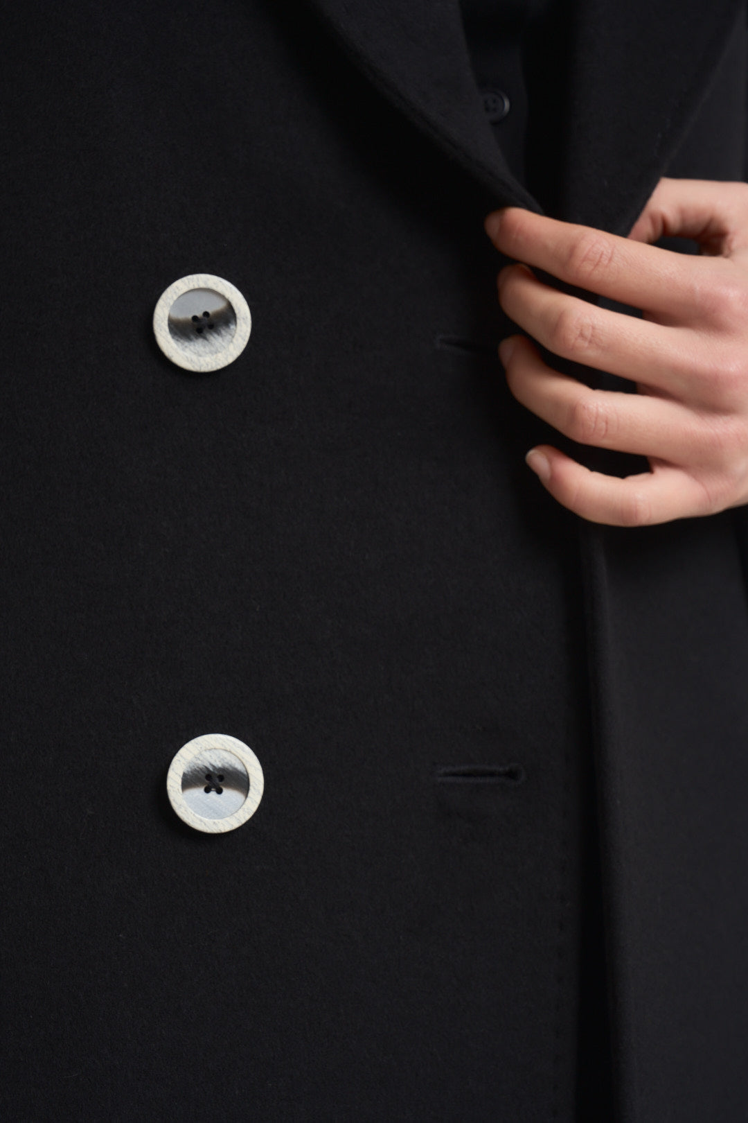 Cappotto donna lungo doppiopetto nero MYRNA DEBORA21 ACCADEMIE TESSILI 