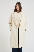 Cappotto donna midi in lana panna NAUSICA FENICE100 ACCADEMIE TESSILI 