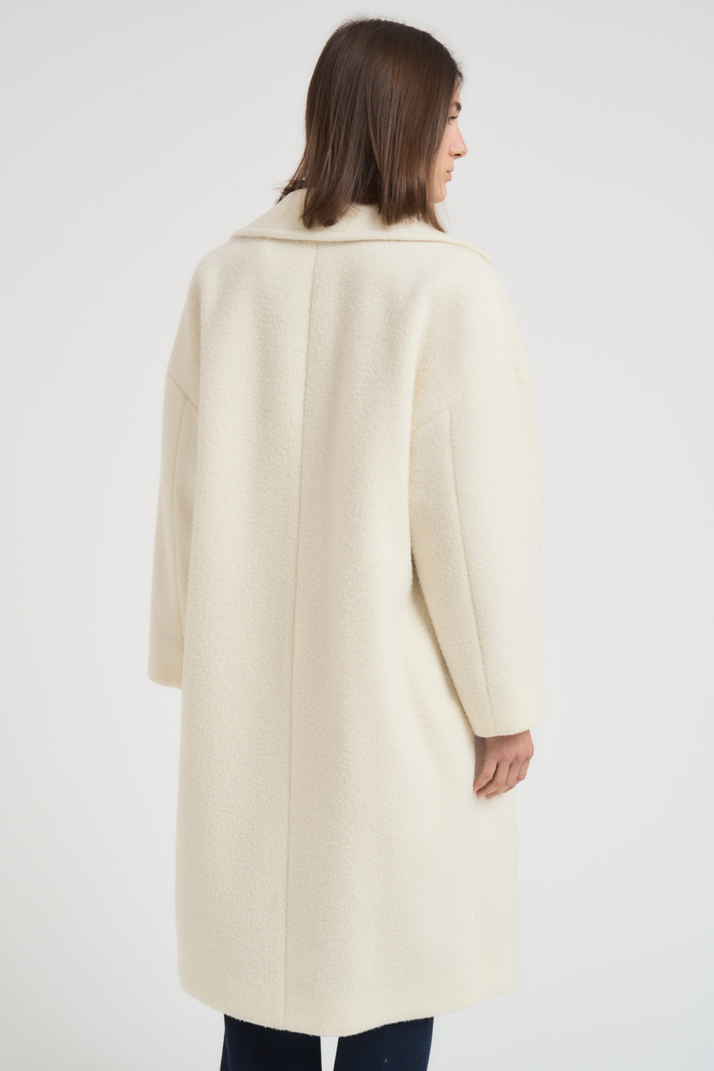Cappotto donna midi in lana panna NAUSICA FENICE100 ACCADEMIE TESSILI 