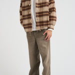 Camicia uomo a quadri marrone e beige FLANNEL JACKET KAKI ACUPUNCTURE 