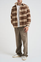 Camicia uomo a quadri marrone e beige FLANNEL JACKET KAKI ACUPUNCTURE 