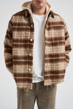 Camicia uomo a quadri marrone e beige FLANNEL JACKET KAKI ACUPUNCTURE 