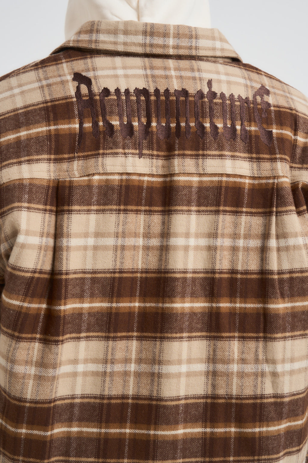 Camicia uomo a quadri marrone e beige FLANNEL JACKET KAKI ACUPUNCTURE 