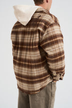 Camicia uomo a quadri marrone e beige FLANNEL JACKET KAKI ACUPUNCTURE 