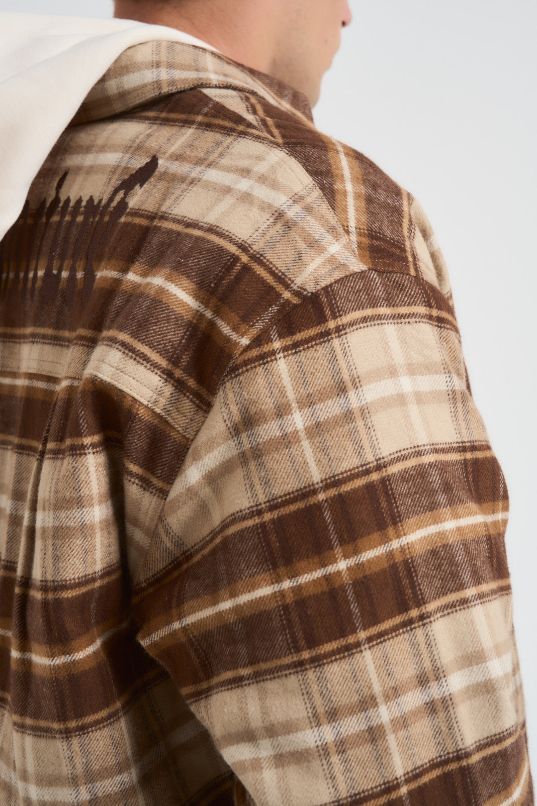 Camicia uomo a quadri marrone e beige FLANNEL JACKET KAKI ACUPUNCTURE 