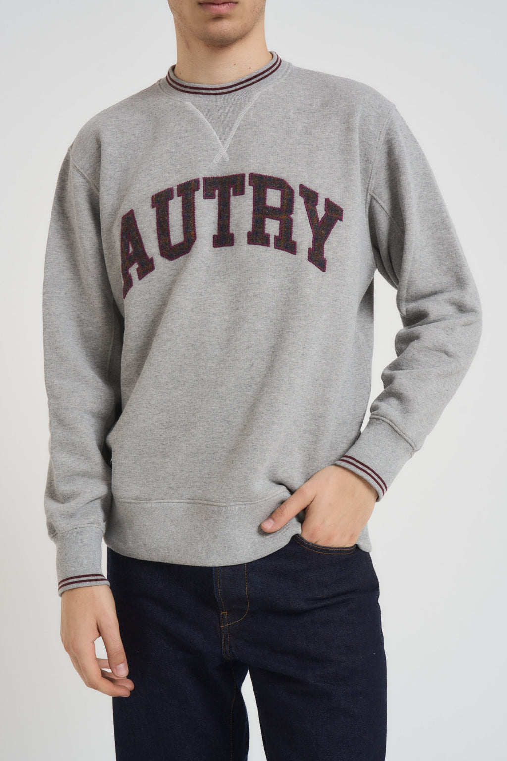 Felpa uomo College grigia SWPM U4HQ AUTRY 