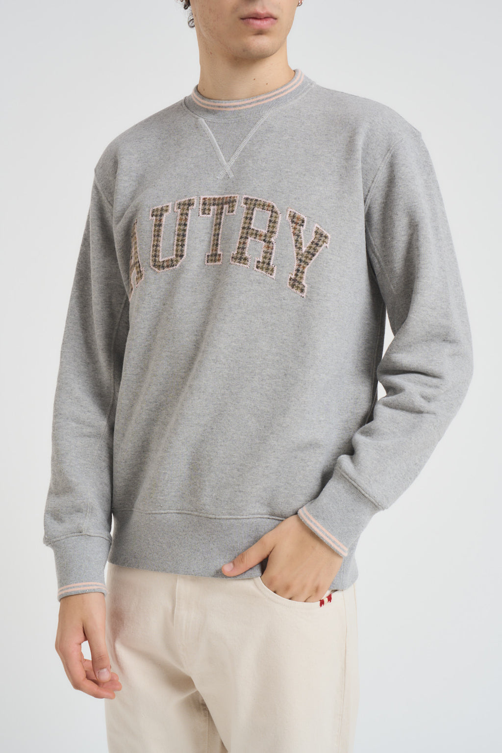 Felpa uomo College grigia SWPM U4HX AUTRY 