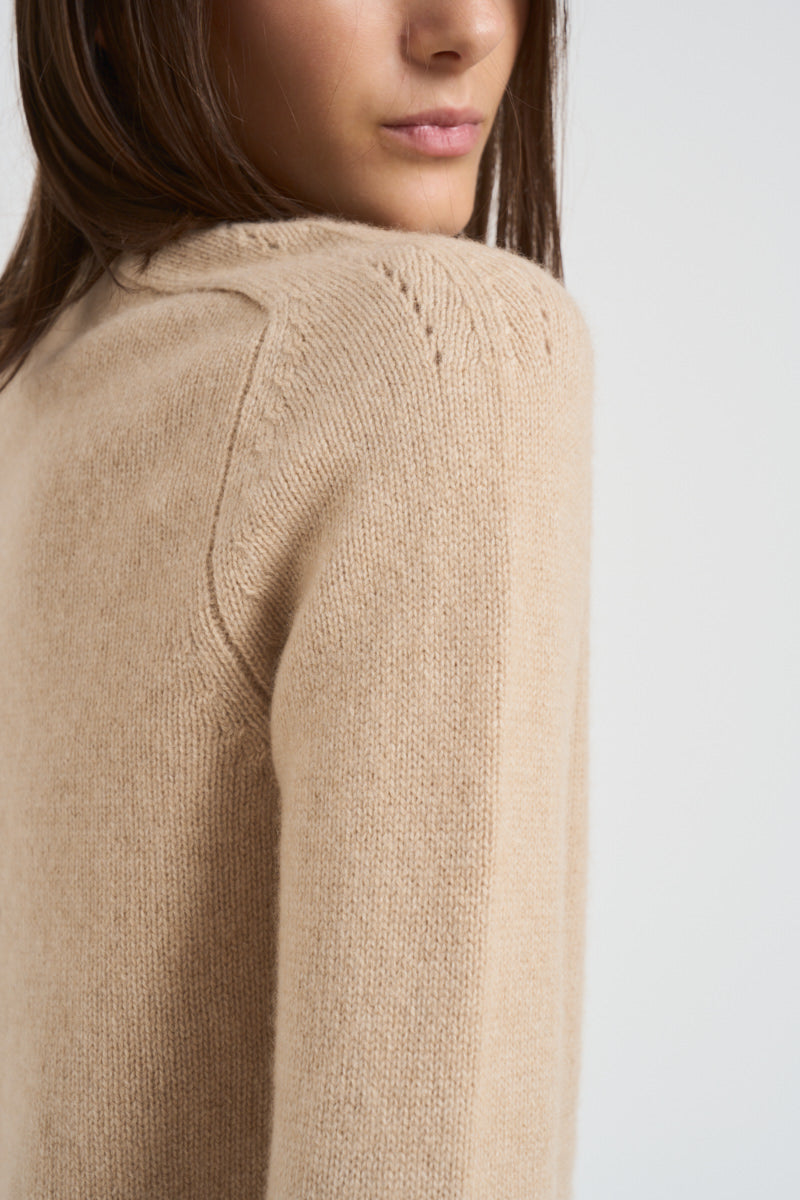 Girocollo donna maniche lunghe beige CAROLINE 02ORGANIC KUJTEN 