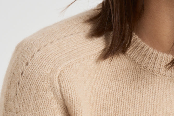 Girocollo donna maniche lunghe beige CAROLINE 02ORGANIC KUJTEN 