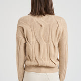 Maglione girocollo trecce donna Nils beige NILS 02ORGANIC KUJTEN 