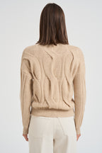 Maglione girocollo trecce donna Nils beige NILS 02ORGANIC KUJTEN 