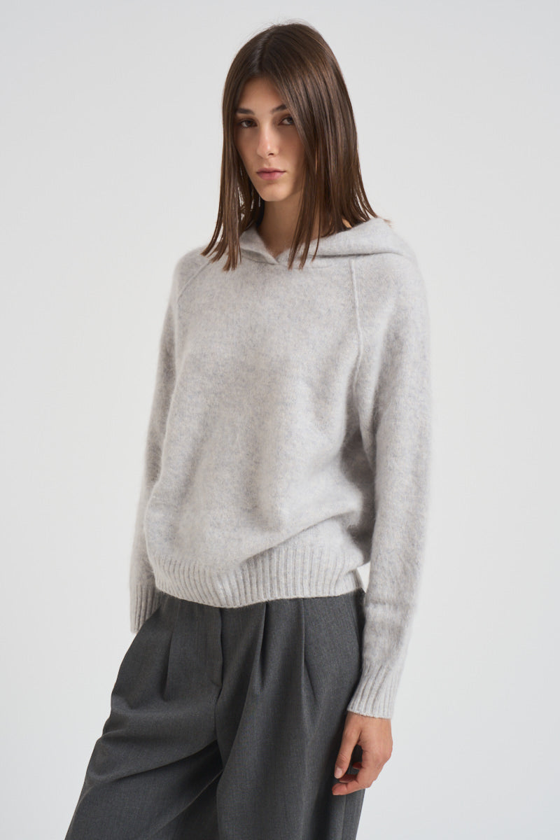 Maglia con cappuccio in cashmere donna SOSO 2398GRISCLAIR KUJTEN 
