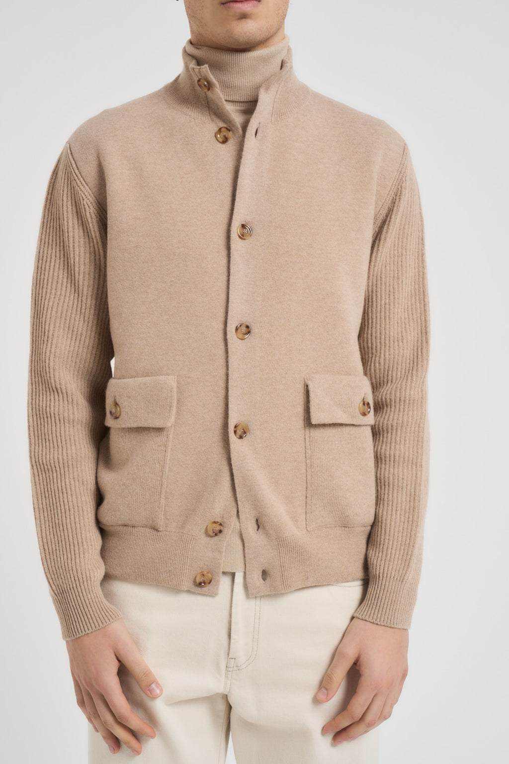 Giacca uomo in maglia cammello AALKTJT1 AA65015210BC LARDINI 