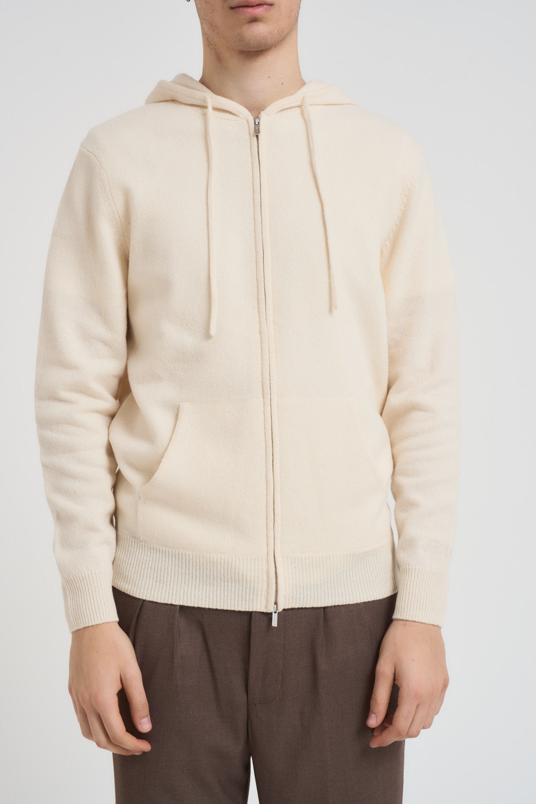 Felpa in maglia con cappuccio bianca LAMBSWL 10 MC2 SAINT BARTH 