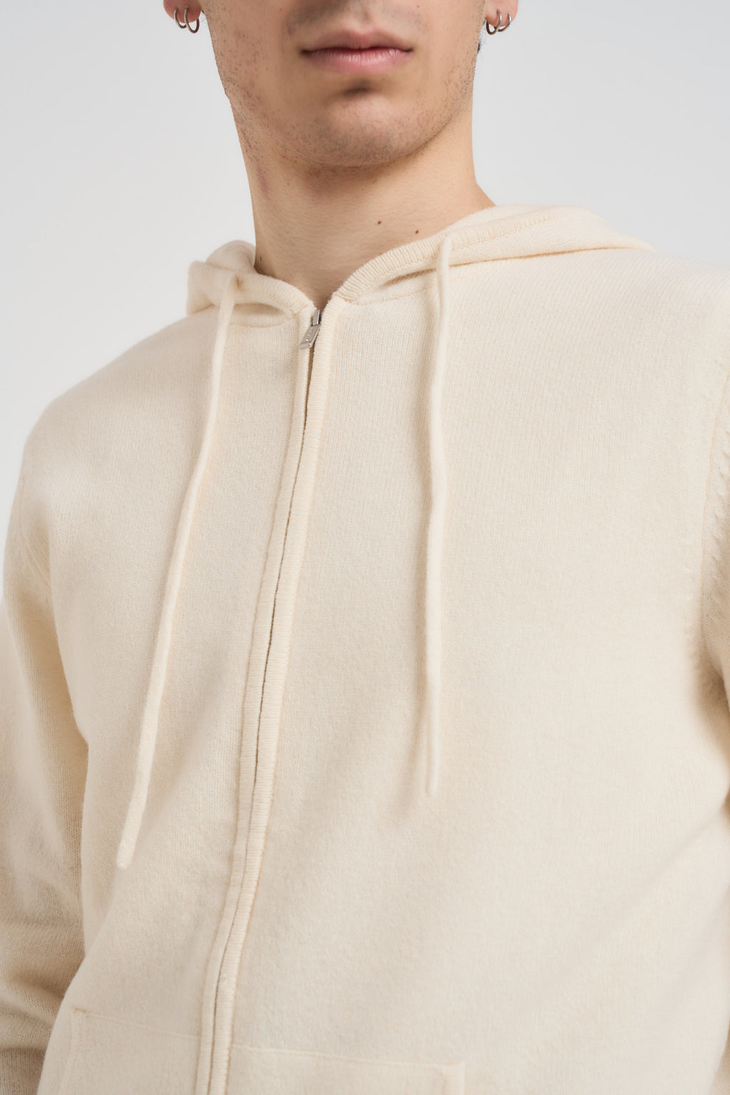 Felpa in maglia con cappuccio bianca LAMBSWL 10 MC2 SAINT BARTH 