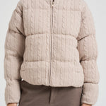 Giubbotto donna in maglia a trecce beige MYAWOOL 11 MC2 SAINT BARTH 
