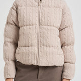 Giubbotto donna in maglia a trecce beige MYAWOOL 11 MC2 SAINT BARTH 