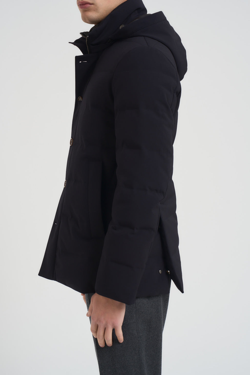 Piumino con cappuccio blu scuro F09MUCX581 18589 MONTECORE 