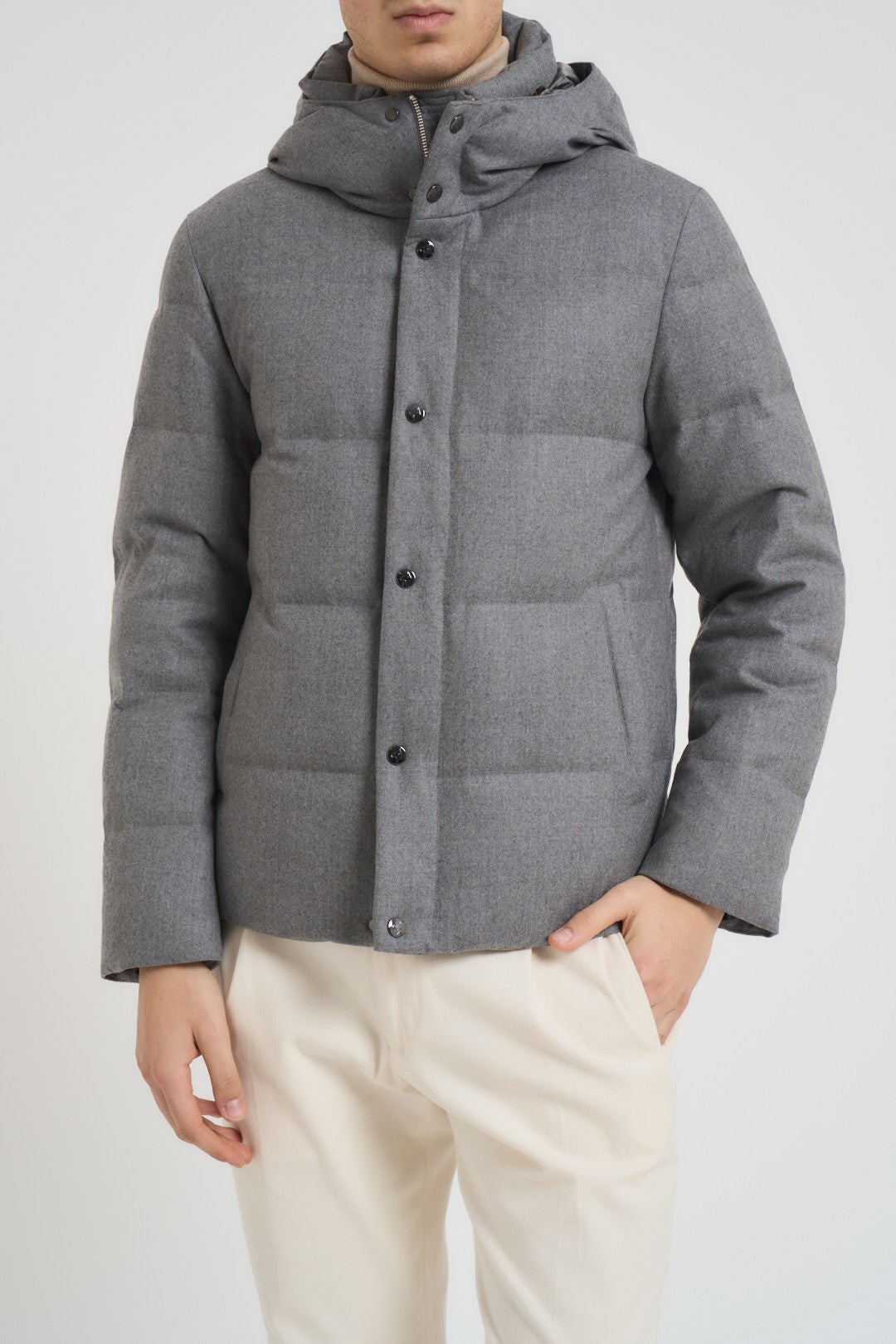 Piumino uomo trapuntato in lana grigio F09MUCX742 27795 MONTECORE 