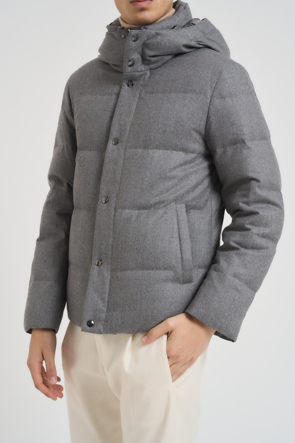 Piumino uomo trapuntato in lana grigio F09MUCX742 27795 MONTECORE 