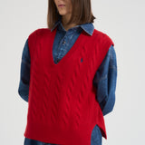 Gilet donna a treccia rosso 211949994 004 RALPH LAUREN 