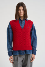 Gilet donna a treccia rosso 211949994 004 RALPH LAUREN 