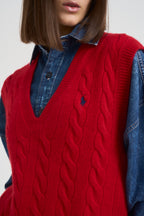 Gilet donna a treccia rosso 211949994 004 RALPH LAUREN 
