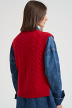 Gilet donna a treccia rosso 211949994 004 RALPH LAUREN 