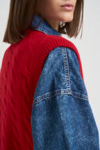 Gilet donna a treccia rosso 211949994 004 RALPH LAUREN 