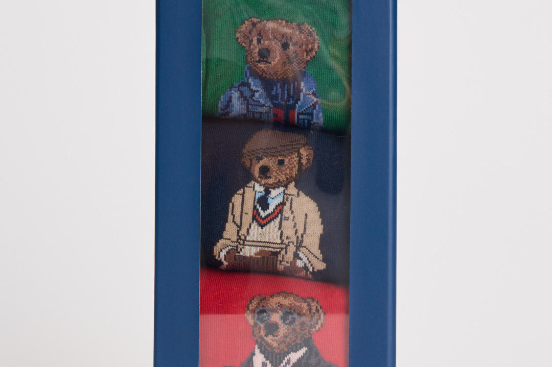 Set 3 calze fantasia Polo Bear natalizia 449P04717 001 RALPH LAUREN 