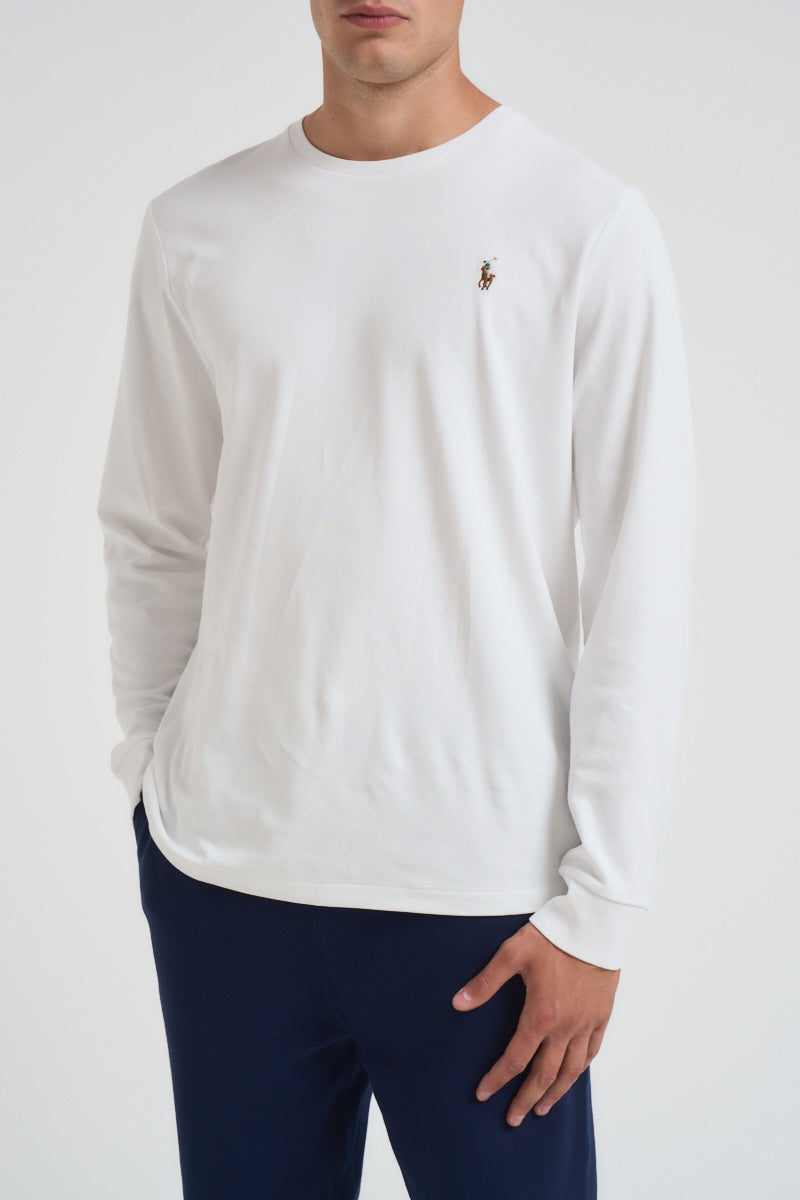 T-shirt uomo bianca manica lunga 710760121 002 RALPH LAUREN 