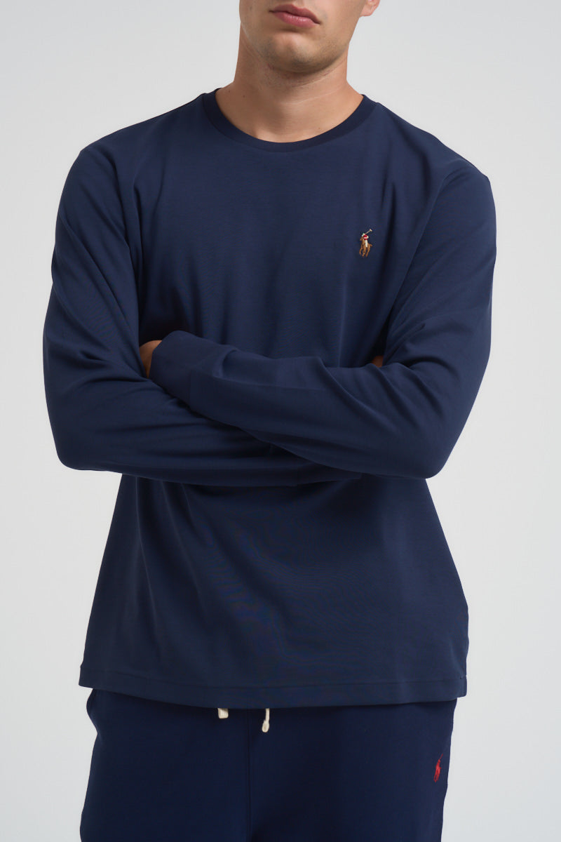 T-shirt uomo blu manica lunga 710760121 003 RALPH LAUREN 