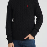 Maglia uomo girocollo a treccia  nera 710775885 012 RALPH LAUREN 