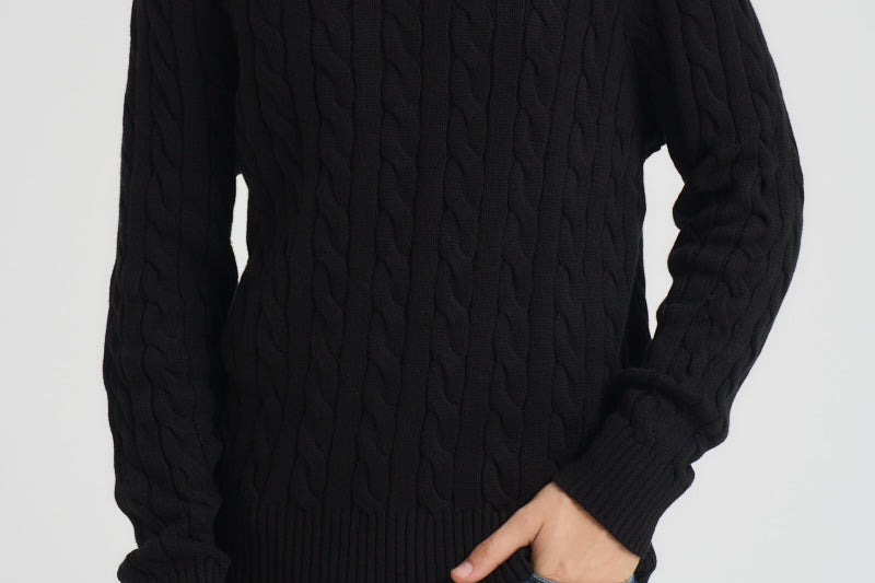 Maglia uomo girocollo a treccia  nera 710775885 012 RALPH LAUREN 