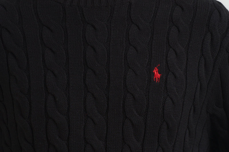 Maglia uomo girocollo a treccia  nera 710775885 012 RALPH LAUREN 