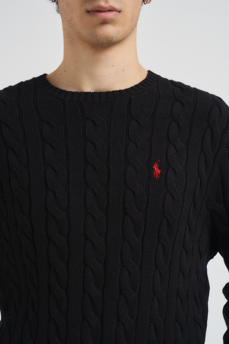Maglia uomo girocollo a treccia  nera 710775885 012 RALPH LAUREN 